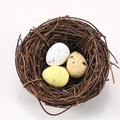 Miniature Halloween resin bird nest with three speckled eggs for DIY fairy gardens - Bird Nest