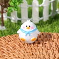 Mini figura de pato de resina blanca con bufanda azul para decoración de paisaje - Estilo 4 (Pollito con bufanda azul)