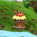 Miniature resin cake house figurine with cherry and chocolate roll for DIY fairy gardens - No.9 Chocolate Cake House