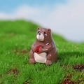 Cute miniature brown bear figurine holding a red watermelon for succulent garden decor - Holding Watermelon Style / Bear