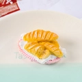 Realistic croissant fridge magnet with golden baking texture on a pink lace base - Burger Pink Platter (No Magnet)