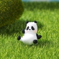 Miniature panda resin figurine with pink cheeks sitting on a green moss lawn decoration - No. 1 (Waving Sitting)