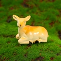 Miniature resin fawn figurine in resting pose for micro landscape garden decor - Dad Deer
