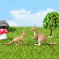 Miniature kangaroo figurines for micro landscape fairy gardens and bonsai decor - Kangaroo Family Set