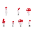 Set of 7 cute red resin mushrooms with smiley faces for moss micro landscape decor - Mushroom Combination Set