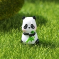 Miniature resin panda figurine holding green bamboo on lawn for micro landscapes - No. 2 (Holding Bamboo)