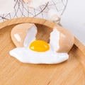 Realistic 3D resin fried egg fridge magnet with broken shell on a wooden plate - Cracked Egg (No Magnet)