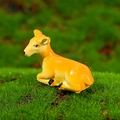 Lying deer miniature resin figurine in yellow and orange for garden landscaping - Big Baby Deer