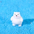 Mini statuetta di orso polare in resina con guance rosa per decorazione paesaggio - Orso Polare Seduto che Saluta (No.1)