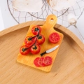 Miniature resin food playset with cherry tomatoes, cutting board and small knife - Tomato Cutting Board (No Magnet)