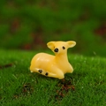 Miniature yellow deer figurine in lying pose for fairy garden and moss landscape decor - Small Baby Deer