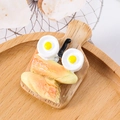 French fries and bread miniature food magnet set on a wooden cutting board model - Egg Cutting Board (No Magnet)
