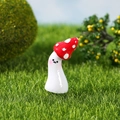 Cute resin mushroom figurine with red cap and smiley face for moss micro landscape - Design No.1