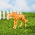 Realistic orange spotted giraffe figurine on green grass for micro landscape decor - Walking and Lying Posture (No. 3)
