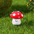 Miniature red resin mushroom figurine with a cute smiley face for bonsai decoration - Design No.2