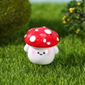 Cute resin mushroom figurine with smiley face and red cap for succulent garden decor - Design No.3