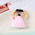 Pink and black resin kettle fridge magnet on white tray for creative home kitchen decor - Pink Teapot (No Magnet)