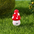 Mini resin mushroom figurine with red polka dot cap and smiling face for garden decor - Design No.4