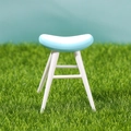 Taburete de bar en miniatura azul cielo y blanco para decoración de jardín DIY - Talla 9