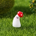 Cute resin mushroom figurine with red polka dot cap and smiling face for garden decor - Design No.6
