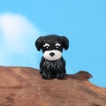 Miniatur-Schnauzer-Welpe aus Harz in Schwarz und Weiß, sitzend als Dekofigur - Schwarzer sitzender Schnauzer Stil (Nr. 3)
