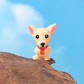 Miniature resin puppy figurine with yellow body and red number 10 collar for micro landscapes - Light Yellow Dog with Collar Style (No.6)