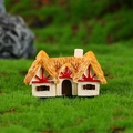 Miniature resin cottage ornament with orange thatched roof for fairy garden micro landscape - Style 1 (Double Layer Red Window)