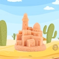 Miniatura di castello di sabbia rosa in resina con stile architettonico orientale - Castello di Sabbia (Stile A)