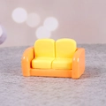 Miniature dollhouse double sofa in vibrant yellow and orange resin for micro landscape decor - Double Sofa Style (A款)