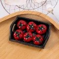 Set of 6 realistic artificial red tomato magnets in a black tray for home decor - Tomato Black Platter (No Magnet)