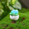 Miniature blue lotus dollhouse succulent plant in a white round pot ornament - Blue Lotus (Style A)