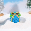 Miniature blue Christmas gift box resin figurine with gold bow for dollhouse decor - Blue Cylindrical Gift Box (Style A)