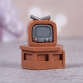 Miniature vintage dollhouse TV with gray antennas on brown TV stand decoration - Retro TV Style (C款)