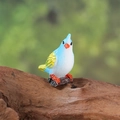 Miniature blue and yellow parrot figurine on wood base for micro landscape gardening - Blue