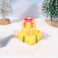 Miniature yellow stacked Christmas gift box figurine with pink bow for DIY crafts - Yellow Triple Stacked Box (Style B)
