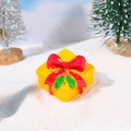 Miniature yellow resin Christmas gift box with a red bow for DIY micro landscapes - Yellow Square Gift Box (Style C)