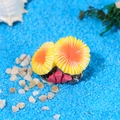 Mini orange and pink aquarium coral ornament with resin base on blue aquatic sand - Orange Yellow Anemone (No. 7)