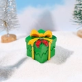 Miniature green Christmas gift box figurine with yellow bow for holiday DIY decor - Green Rhombus Pattern Box (Style D)