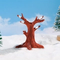 Miniatur-Baumstamm aus braunem Harz mit rosa und weißen Schneespitzen für Landschaften - Stil B-Astgabel-Wintereffekt (WX-2023-1029)