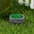 Miniature gray stone-style planter with lush green artificial grass for bonsai decor - Trough