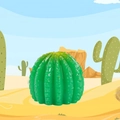 Cute green cactus resin miniature with vertical textures for desert garden decoration - Ball Cactus (Style H)