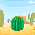 Miniature green globe cactus resin ornament with realistic vertical ribs for garden decor - Textured Cactus Ball (Style I)