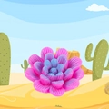 Floral garden resin ornament in pink and blue gradient style for desert mini landscapes - Gradient Succulent (Style K)