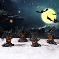 Set of 4 Halloween creepy tree monster figurines with glowing orange eyes for spooky decor - Mixed Colors