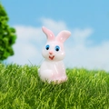 Mini resin bunny figurine with blue eyes and pink ears for fairy garden decor - Standing Rabbit Style (Style E)