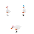 Three miniature white resin ducks with pink and blue hats for garden landscape decoration - Assorted Styles Set