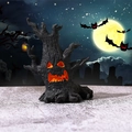 Halloween boommonster hars ornament met gloeiende oranje ogen en mond voor decor - Stijl B