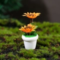 Miniature dollhouse sunflower in white ceramic pot with realistic green artificial grass - Sunflower Shaped Style (D Style)