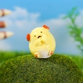 Cute yellow resin dragon figurine on moss for creative micro landscape and garden decor - Double Hand Face Holding Style (Model D) / Bright Yellow (Model D)