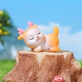 Sleeping baby deer resin figurine ornament on wood for garden and home landscape decor - Sleeping Fawn Style A